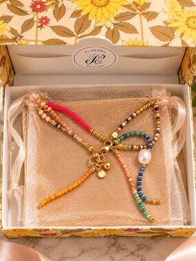 Plunder Design Multicolor Beaded Gold Tone Boho Jewelry